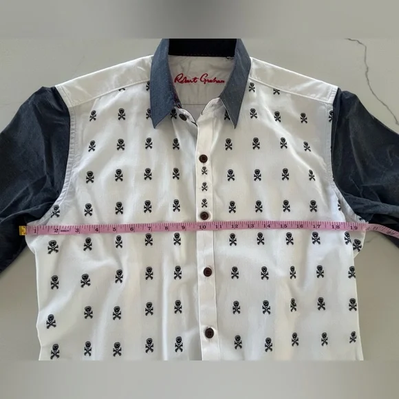 Robert Graham Skull & Crossbones SoCal Sport Shirt Tailored Slim Fit Medium - Picture 13 of 16